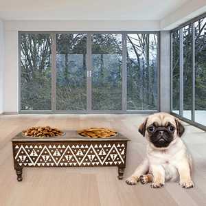 Comedero de madera hecho a mano para perros, estación de alimentación elevada para gatos, cachorros y perros de razas grandes, uso diario. - Product Image 6