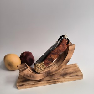 Navaja Plegable Multiusos con Hoja de Acero de 20.8cm, Punta de Gota, Perilla de Pulgar, Mango de Madera, Diseño Artístico, 0.5mm, 6.7in de Longitud Total, Afilada - Product Image 4