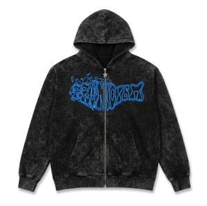 เสื้อฮู้ดดี้โอเวอร์ไซส์แบบซิป แต่งดีเทลขาดๆ แบบพังก์ ประดับหมุด ปะติดปะต่อ สไตล์วินเทจ สตรีทแวร์ ขายส่ง มีจำหน่ายในเดือนมีนาคม 2026 - Product Image 3