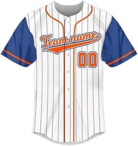 Maillot de baseball personnalisé à rayures fines, nom de l'équipe, numéro du joueur, chemise de sport à manches courtes avec boutons sur le devant pour adultes - Product Image 1