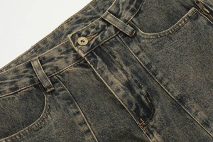 Personalized Logo Stonewashed Men's Straight Leg Denim <b>Jeans</b> Pants For 100% Cotton Anti-Pilling Heavyweight Denim Pants - Product Image 5