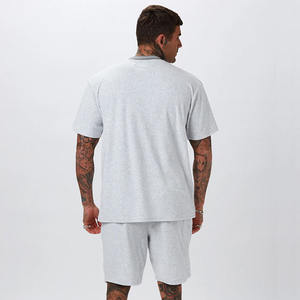 Ensemble de vêtements d'été pour hommes en coton, t-shirts et shorts en deux pièces, vente en gros, ensemble de shorts personnalisés pour hommes - Product Image 5