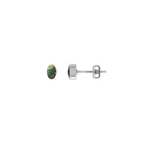 Pendientes de Plata 925 con Azurita y Malaquita Naturales, Forma de Pera Ovalada, Cierre de Mariposa, Estilo Clásico, Engaste de Bisel, para Boda o Compromiso - Product Image 4