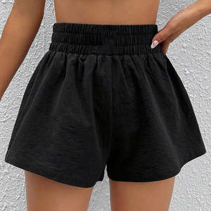 Pantalones de Verano para Mujer, de Color Sólido Personalizado, con Volantes, de Pierna Ancha, Impermeables, de Secado Rápido, de Cintura Alta, Transpirables, Casuales, Holgados, Estilo Moto Biker - Product Image 1