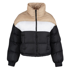 Factory Manufacture Stand Collar Quilted Heavyweight <b>Puffer</b> <b>Cropped</b> <b>Jackets</b> Elastic Cuff Custom Colors Wholesale Women <b>Jacket</b> - Product Image 4