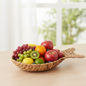 Eco-Friendly Water Hyacinth Woven Basket Food <b>Storage</b> Organizer for Fruits Bread Natural Kitchen Decor Sustainable Living Option - Product Image 4