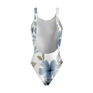Custom Women's <b>Bikini</b> Training Swimsuit 3D Flower Back Scoop Neck Quick Dry Stretchable Eco Friendly Seamless Spandex/Polyester - Product Image 2