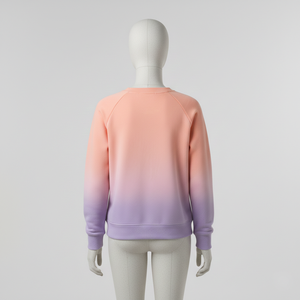 Sweat-shirt oversize imprimé dégradé personnalisé pour femme, couleur pêche coucher de soleil et lavande, col rond, en polaire, style streetwear - Product Image 2