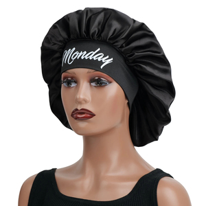 Bonnet de nuit extra long en satin de soie, anti-frisottis, pour cheveux bouclés, avec bandeau élastique – Vente en gros - Product Image 3