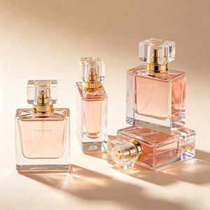 ขวดน้ำหอมแก้วเปล่าแบบเติมได้ ดีไซน์หรูหรา ขนาด 30 มล. 50 มล. 100 มล. ฝาแม่เหล็กสีทองทรงสี่เหลี่ยม พร้อมกล่อง - Product Image 3