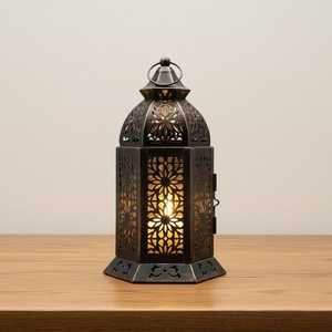 Moroccan Lantern <b>Candle</b> Holder Vintage Bronze Metal Lamp Hanging Tea Light Centerpiece Bohemian Home Decor Small Medium <b>Large</b> - Product Image 5