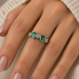 925 Sterling <b>Silver</b> <b>Emerald</b> with Diamond Cut Gemstone <b>Ring</b> Natural <b>Emerald</b> Cut Stone <b>Silver</b> <b>Ring</b> Jewelry Wholesale Gift <b>Ring</b> - Product Image 1