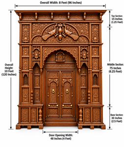 Puerta de madera de teca hecha a medida estilo fortaleza real de Rajastán para casas de lujo, puerta de madera maciza estilo pavo real, en venta en EE. UU. - Product Image 5