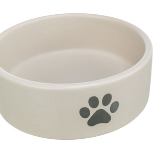 Ciotola in ceramica per animali domestici 0,3 L 12 cm grigio chiaro con impronte di zampe per cani e gatti - Product Image 3