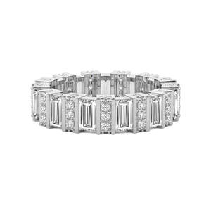 Bague éternelle de luxe en or 14 carats avec diamants de laboratoire taille baguette, qualité VS1, VVS1, bijou élégant pour femmes et jeunes filles - Product Image 1