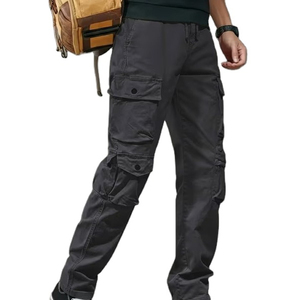 Pantalon cargo athlétique pour homme de marque, personnalisé, multi-poches, décontracté, coupe droite, ample, avec bas ouvert, pour la randonnée et le jogging - Product Image 4