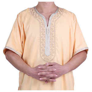 Thobe pour homme blanc, style saoudien traditionnel, à manches longues, Jubba islamique, robe de prière musulmane légère, vente en gros - Product Image 6