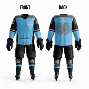 Ensemble d'uniformes de hockey sur glace de qualité supérieure par RIVIAN ATLANTIC avec impression par transfert thermique, matériau 100% polyester pour hommes - Product Image 1