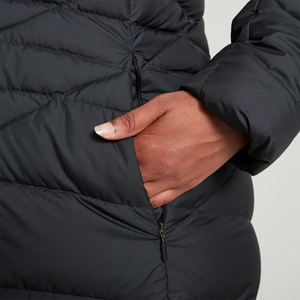 Veste longue matelassée noire personnalisée pour femme, modèle 2026, en duvet, manteau d'hiver chaud, coupe-vent respirant, style urbain vintage, OEM - Product Image 6