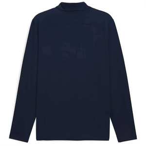 Pull en maille bleu marine pour homme, col montant, fermeture éclair quart de tour, manches longues, coupe ajustée, style décontracté chic - Product Image 1