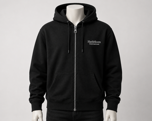 เสื้อฮู้ดซิปสีดำสำหรับผู้ชาย Hashbloom International ทรงปกติ ผ้าฝ้าย/โพลีเอสเตอร์ เฟรนช์เทอร์รี่ สวมใส่สบายในฤดูหนาว แห้งเร็ว - Product Image 4