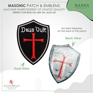 Custom Embroidered Iron-On Deus Vult Templar Knight Patch Red Cross on Black Shield Design with Hook Backing for Apparel & Hats - Product Image 2