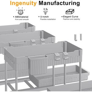 Set di 3 Organizzatori Sottolavello a 2 Livelli, Cassetti Scorrevoli Multiuso per Cucina e Bagno, per Organizzazione di Armadi e Bagni - Product Image 1