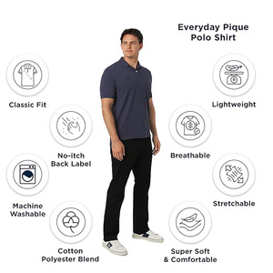 Polo pour homme gris fumé à manches courtes, décontracté, uni, en tissu respirant, logo personnalisé, OEM ODM disponible - Product Image 4