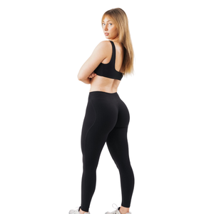 Leggings de yoga taille mi-haute pour femme, effet froncé aux fesses, contrôle du ventre, extensibles, pour la gym et l'entraînement, vêtements de sport sculptants, noir, ajustés - Product Image 3
