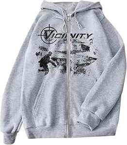 Sudadera con capucha de algodón para hombre, con cierre de cremallera, diseño gráfico estampado por transferencia térmica, ecológica, para invierno, corte regular, cierre con cordón. - Product Image 2