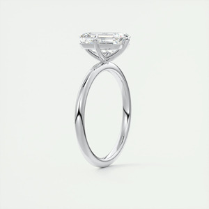 Bague de fiançailles solitaire en or blanc avec diamant de laboratoire taille émeraude - Product Image 6