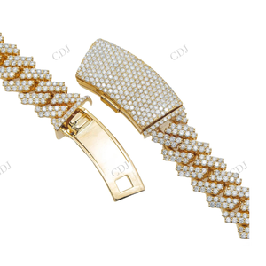 Chaîne cubaine Hip Hop en argent sterling 925 de 12 mm et 22 pouces avec moissanite plaqué or pour homme - Product Image 4