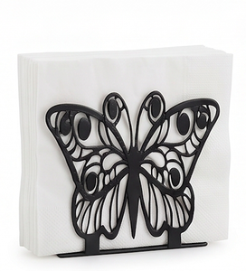 Porte-serviettes moderne en métal noir en forme de papillon, au design élégant, idéal pour le rangement des mouchoirs et la décoration élégante de la maison - Product Image 3