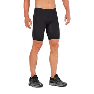 Wholesale High Quality <b>Men's</b> Front Logo Solid Gym <b>Compression</b> Running <b>Shorts</b> with Quick Dry Breathable Polyester/Cotton Fabric - Product Image 3