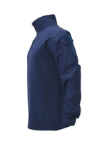 Combinaison de sécurité tactique bleue à manches longues en spandex pour hommes, idéale pour les activités industrielles, les sports de plein air et l'entraînement, durable et respirante