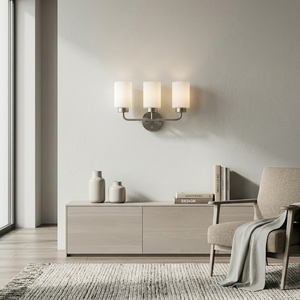 3-<b>Light</b> LED E26 Bathroom <b>Wall</b> Lamp Milky Glass Nickel Finish <b>Wall</b> Mounted Vanity Lighting Dimmable Modern - Product Image 1