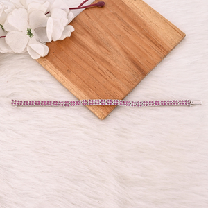 Natural <b>Gemstone</b> Pink Tourmaline <b>Bracelet</b> in 925 Sterling Silver Handmade Luxury Jewelry for Unisex - Product Image 2