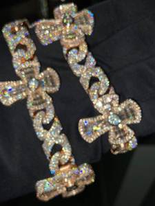 Iced Out Ankh <b>Cross</b> Cuban Link <b>Chain</b> Necklace Rose Gold Diamond Hip Hop Statement Jewelry - Product Image 3
