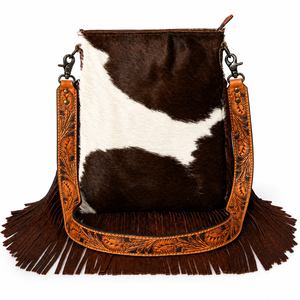 Sac à bandoulière Western en cuir de vachette pleine fleur fait main avec franges, sangle en cuir repoussé, sac à main de cowgirl pour femme, idéal pour le quotidien et les voyages - Product Image 1