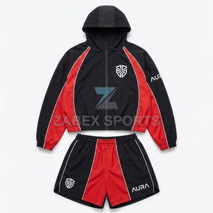 Women's Summer <b>Workout</b> Matching Set Premium Cropped Active <b>Jacket</b> and Shorts Ladies Dynamic Sportswear Two Piece Set - Product Image 1