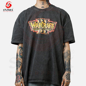 Camisetas 100% algodón para hombre, camiseta gráfica de mezclilla con efecto desgastado de inspiración vintage, corte holgado, peso pesado, talla grande para hombre - Product Image 1
