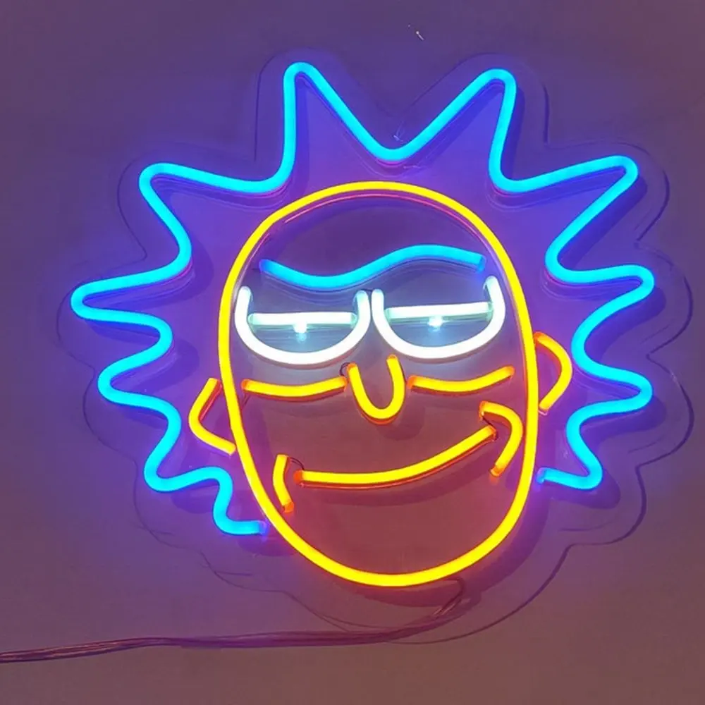 Özel karikatür akrilik Neon Flex burcu Rick Morty kişiselleştirilmiş ışık gece dekor özelleştirilmiş şirket logosu