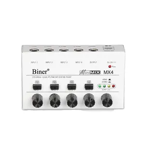 Biner MX4 High Quality Mini Sound Mixer 5V Ultralow-Noise- 4 Channels Stereo Mixer