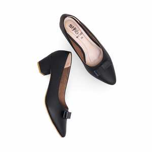 รองเท้าศาล WN7383ผู้หญิงสีดำแฟลตที่สง่างาม - Product Image 1