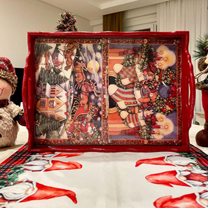 Plateau en bois imprimé au design minimaliste, plateau en bois imprimé moderne pour les intérieurs contemporains, plateau de service en gros - Product Image 1