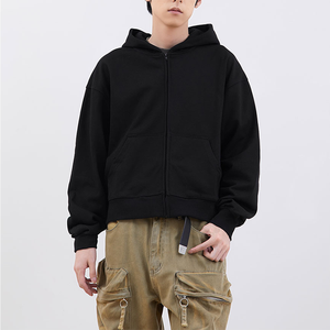 Sweat à capuche zippé en molleton épais pour hommes, de haute qualité, écologique, respirant, personnalisé, coupe ample et courte - Product Image 6