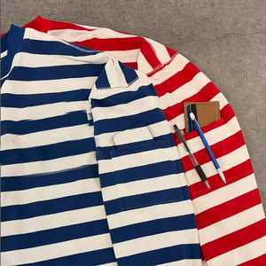 เสื้อยืดสตรีทแวร์ลำลองแบบคัสตอม ผ้าฝ้าย 100% คอกลมทรงหลวม ลายทาง แขนยาว สำหรับผู้ชาย เสื้อยืดออกแบบสตรีทแวร์ตามสั่ง - Product Image 4