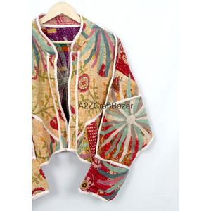 Wholesale Vintage Kantha Handmade Women 100% Cotton <b>Jacket</b> Quilted Boho <b>Jacket</b> For Women's And Girls - Product Image 3