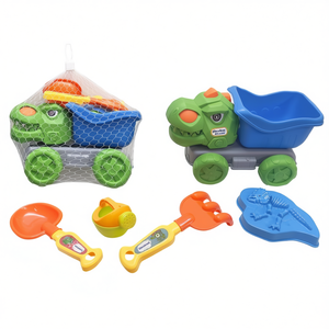 Set da gioco 4 pezzi di giocattoli da spiaggia con pala, stampo e secchiello per giocare con la sabbia, 2-4 anni, borsa a rete - Product Image 2