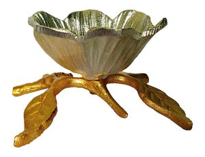 Elegante Tazón de Plata Alemana con Base de Hojas Doradas – Tazón Decorativo Premium para Frutos Secos, Dulces y Nueces - Product Image 6